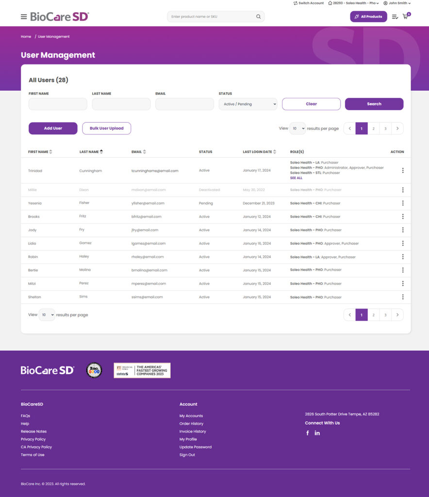 BioCare SD - High Fidelity Wireframes - User Management BioCare SD - High Fidelity Wireframes - User Management