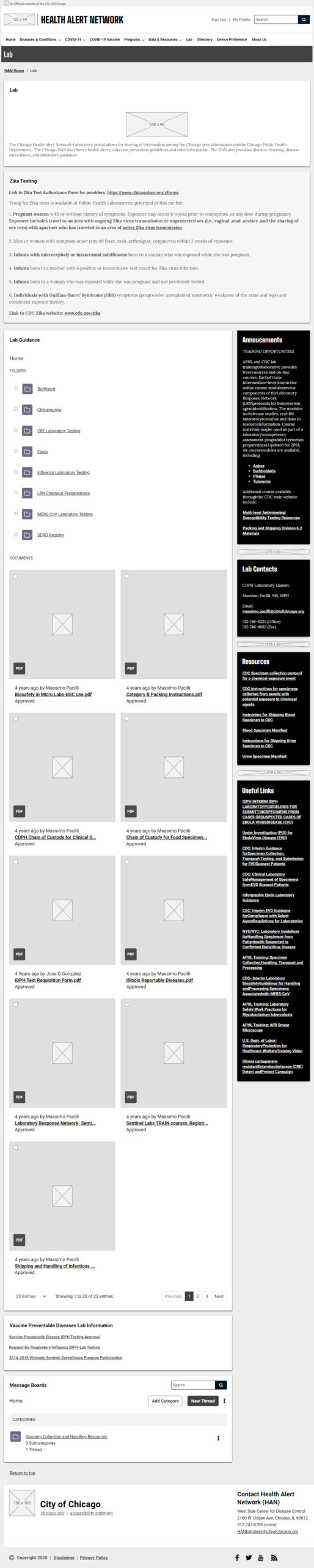 Chicago Health Alert Network Low Fidelity Wireframes - Lab