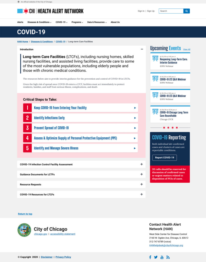 Chicago Health Alert Network High Fidelity Wireframes - Covid