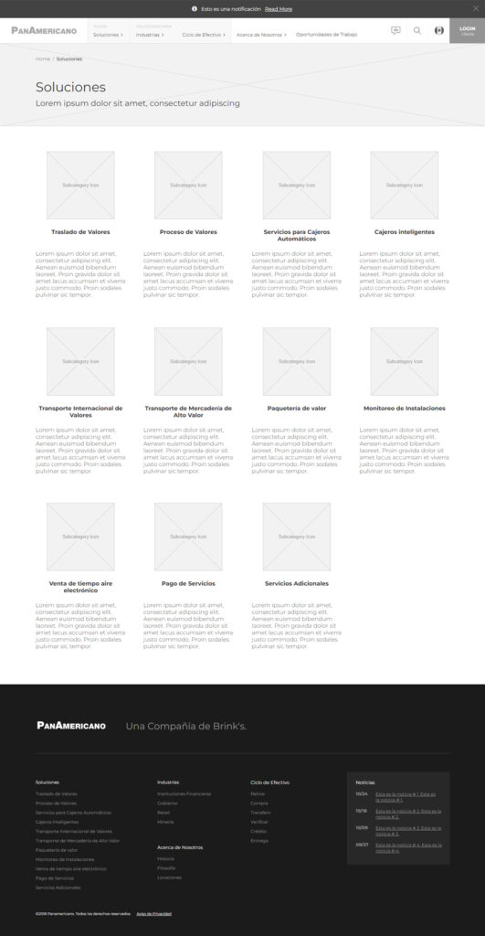 Brinks - PanAmericano - Low Fidelity Wireframes - Soluciones Brinks - PanAmericano - Low Fidelity Wireframes - Soluciones